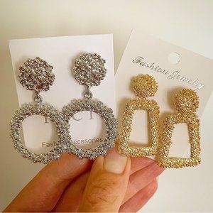 2 piece geometric textured earrings